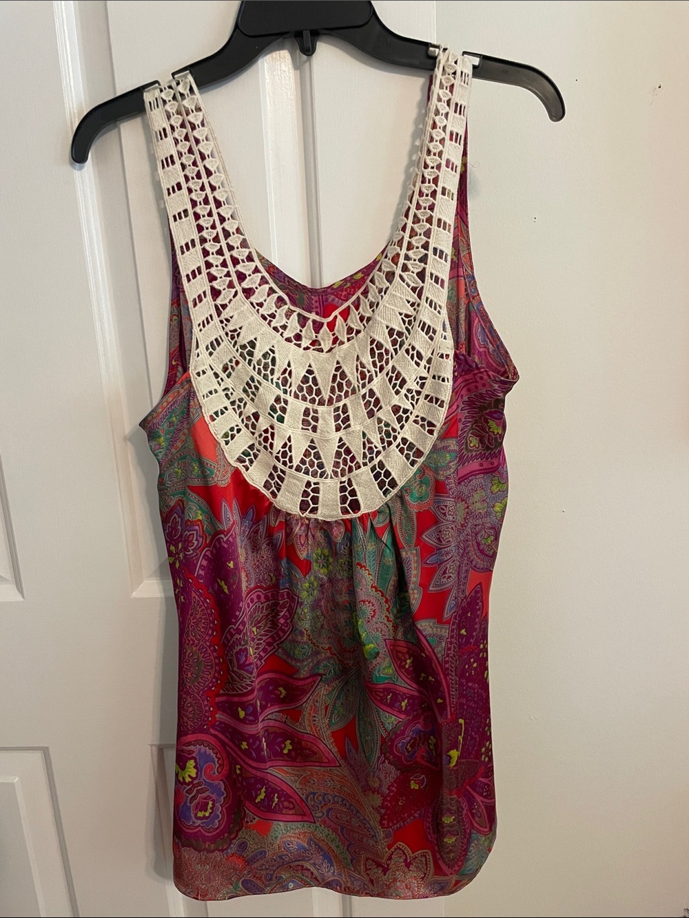 Paisley Crochet-Yoke Camisole in Multi-Color